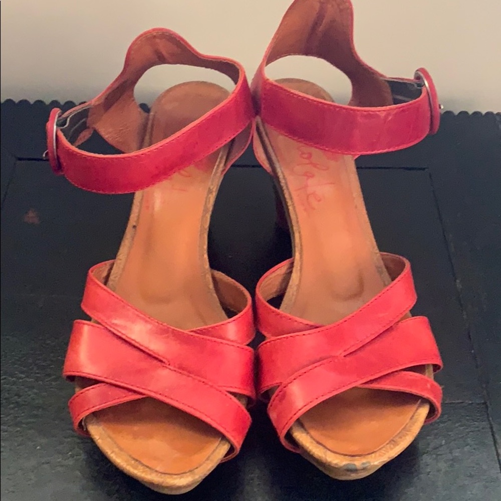 Chocolate leather heels sandal ankle strap buckle